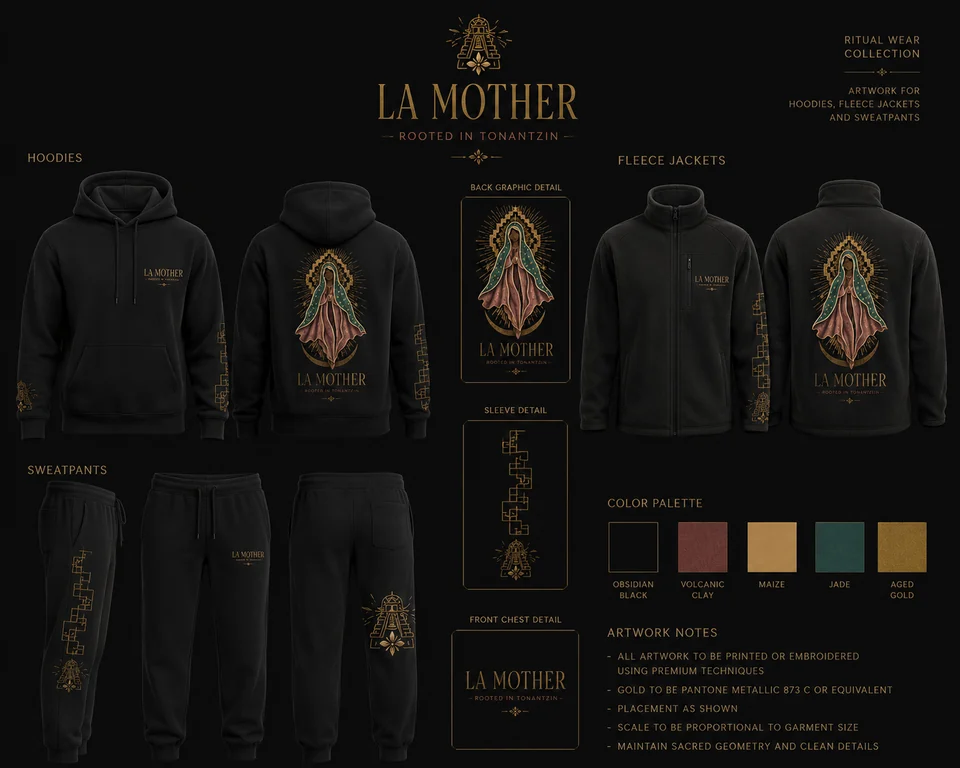 La Mother apparel system board showing coordinated designs.